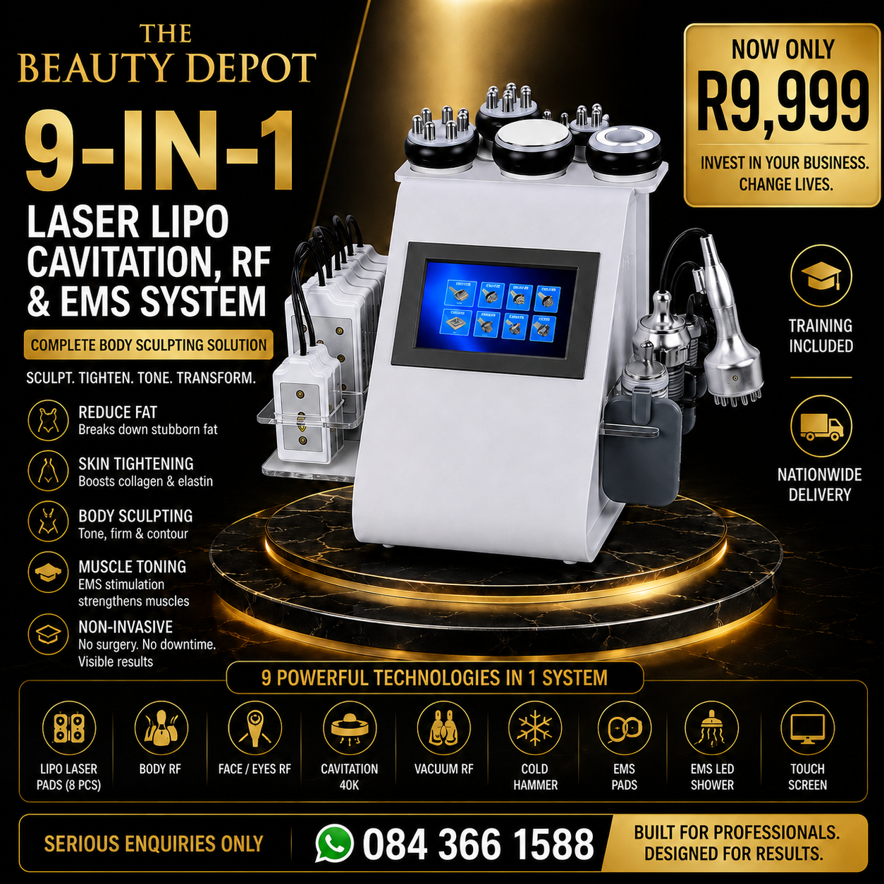 THE BEAUTY DEPOT 9-IN-1 professional body sculpting system advert
